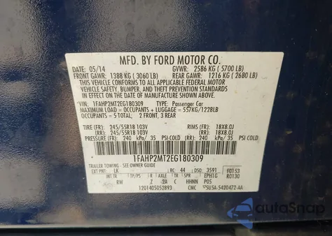 2014 Ford Police Interceptor z USA, uszkodzony, nr VIN 1FAHP2MT2EG180309